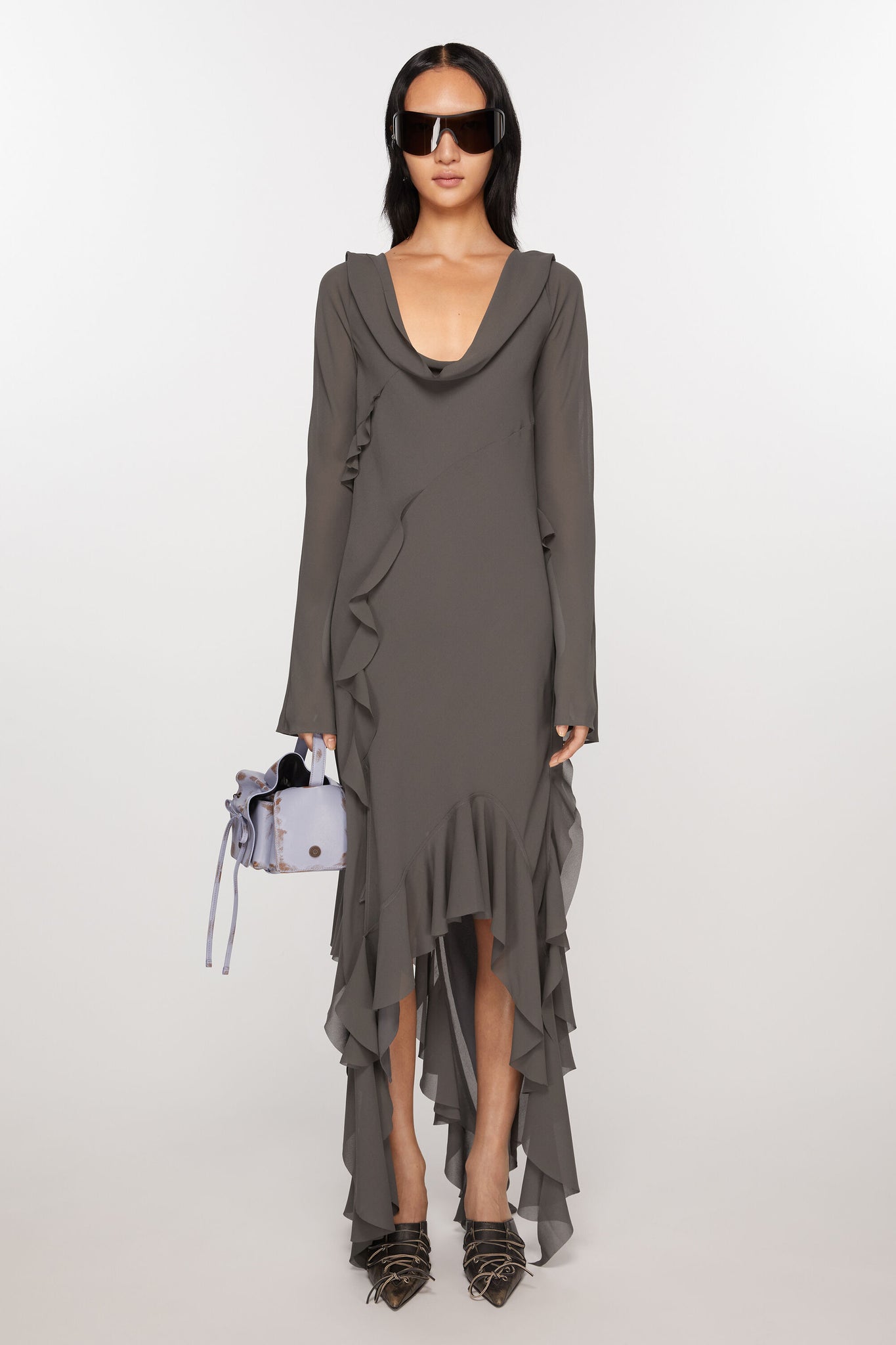 Acne Dame Drape Ruffle Dress