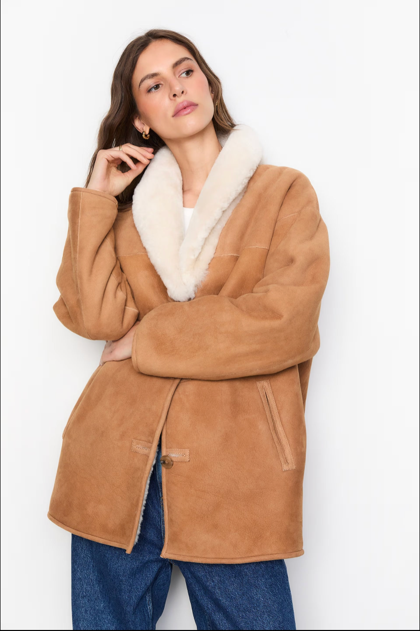 Melli Shearling Jacket - Camel Suede