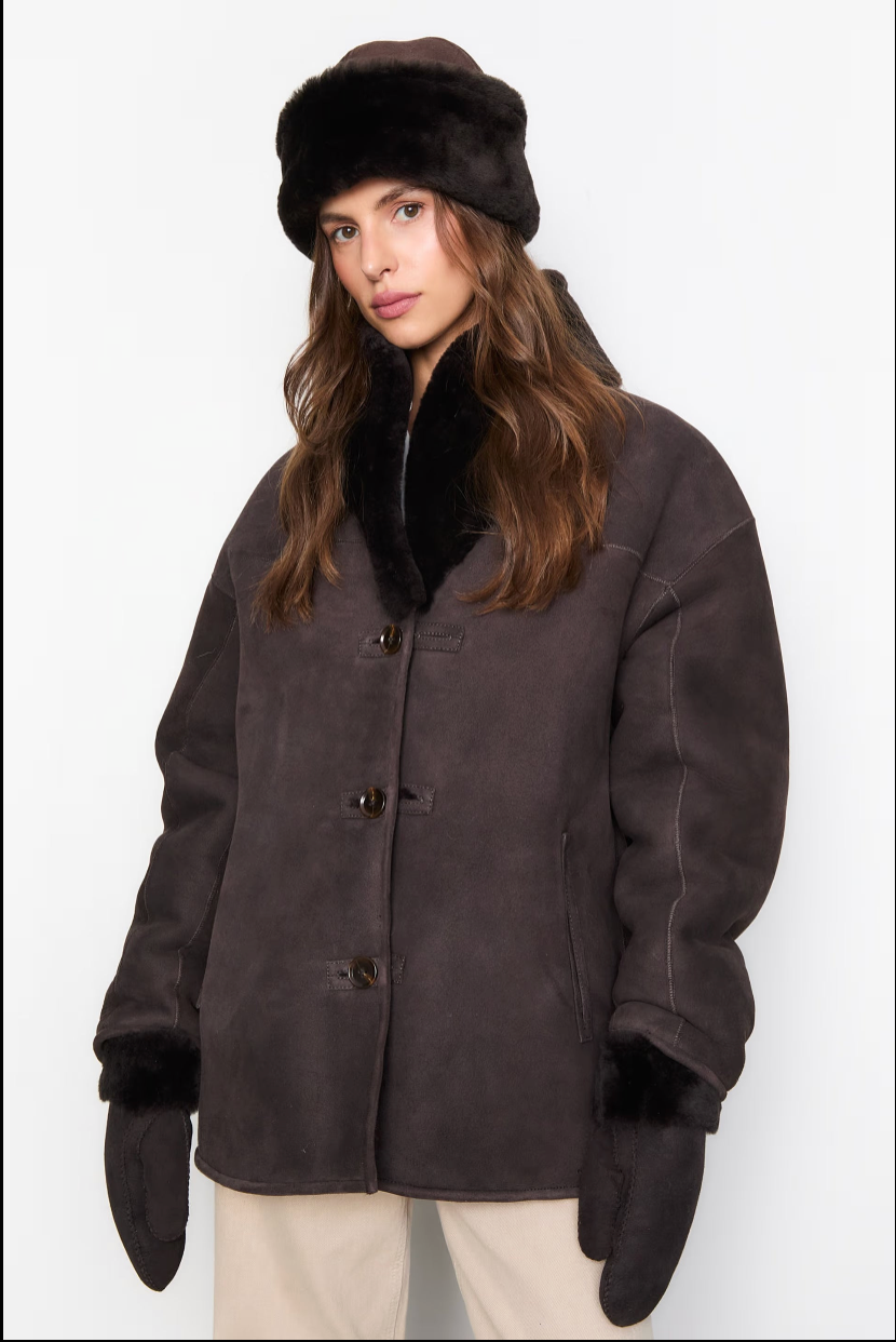 Azta Beanie - Dark Brown Suede