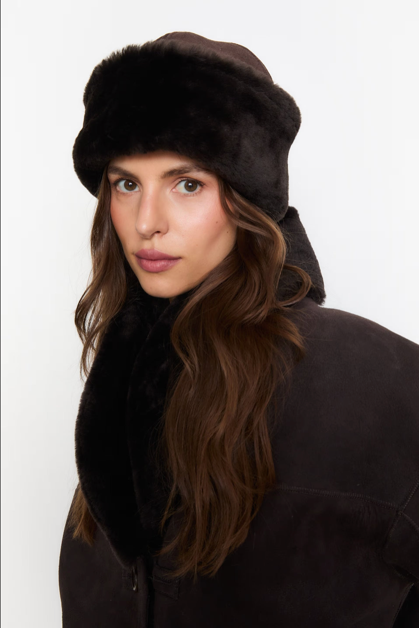 Azta Beanie - Dark Brown Suede
