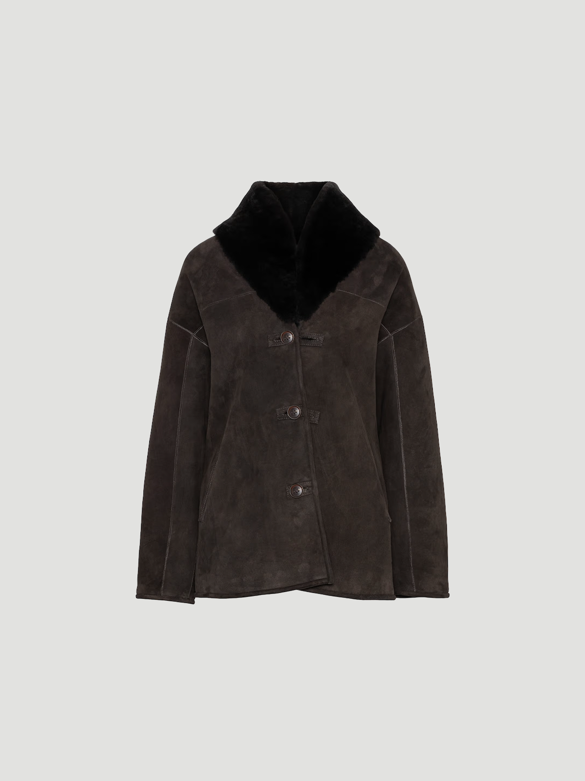 Melli Shearling Jacket - Dark Brown Suede